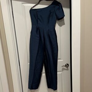 Lulus Medium Navy One-Shoulder Jumpsuit
